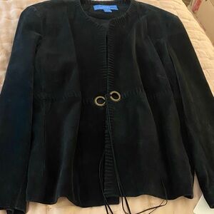 Doncaster Dark Suede Blazer with Gold Accents